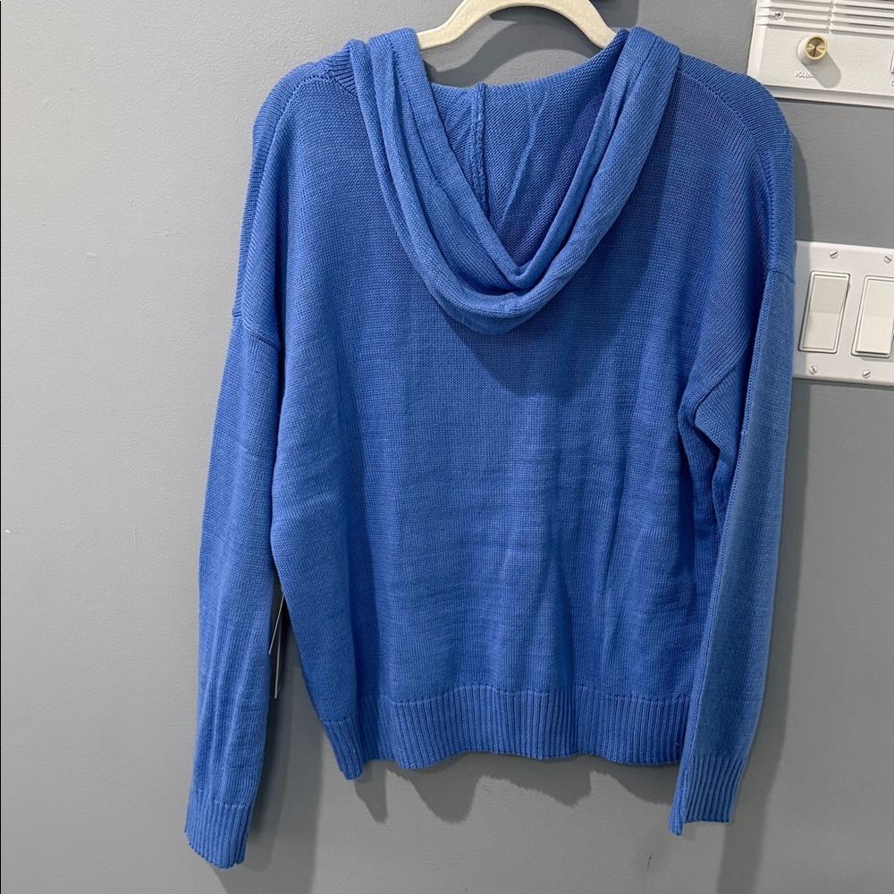 Ocean Drive Women's Cowl Neck Sweater in Blue with 'BERMUDA' Print - Picture 5 of 5